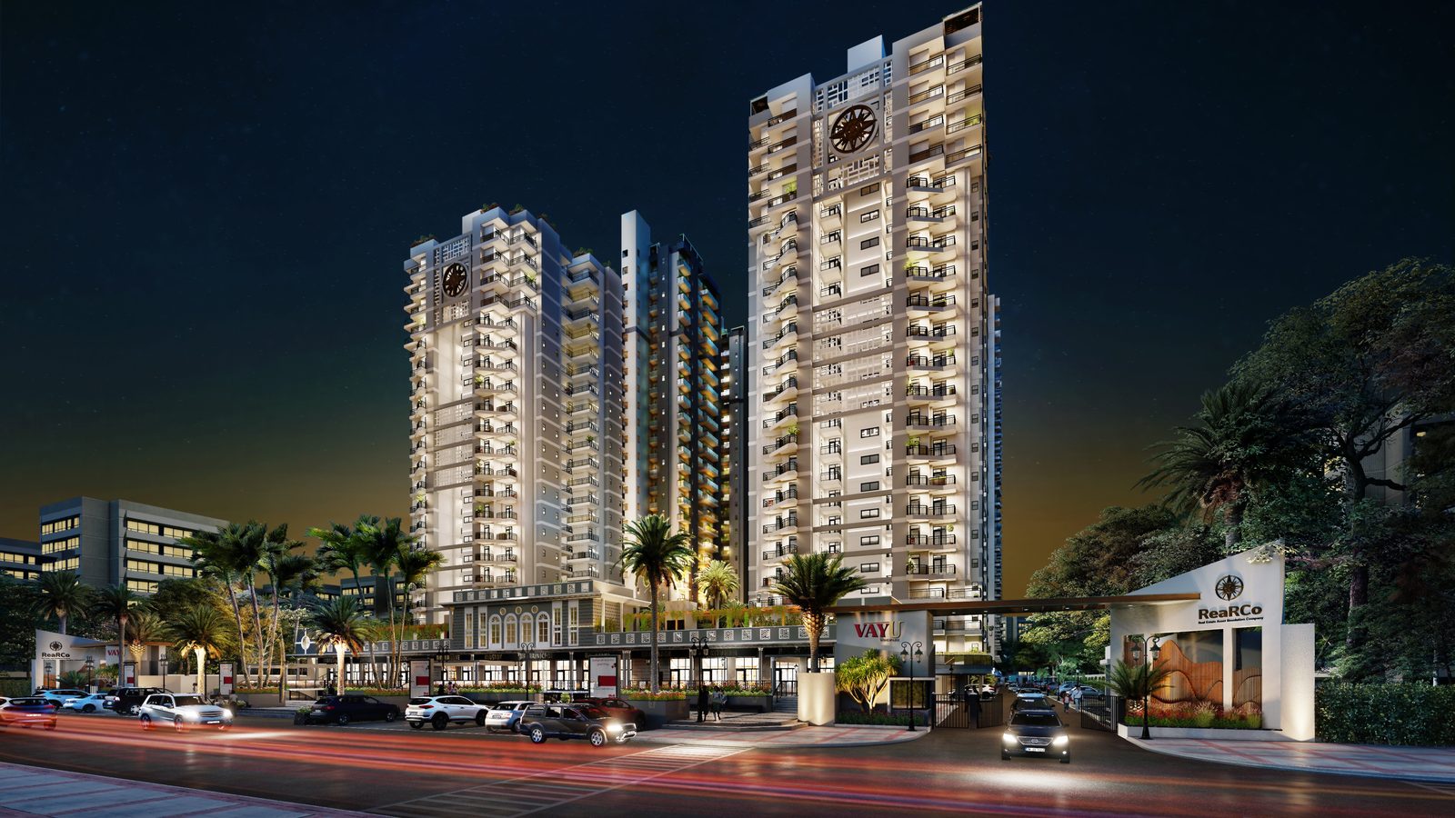 Vayu @ KVD Windpark, Greater Noida — night elevation